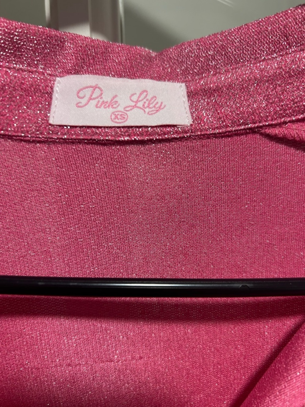 Pink Lily XS Forever Crushing Pink Shimmer Long Sleeve Mini Dress - Picture 7 of 7